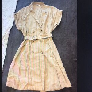 Elegant Beige Double-Breasted Dress